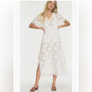 NIGHTCAP Free People *Sun Kissed* natural lace caftan beach boho dress S M L